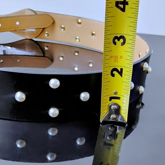 Kate Spade New York Women Super Stylish Faux Pearl Leather Belt in Black Beauty